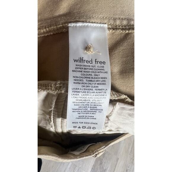 Wilfred Free Pants Sz 10 Khaki Aritzia Picture Cargo Wide Leg High Rise Stretchy - Picture 11 of 12